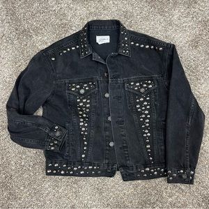 For the republic jacket womens small‎ black denim studded grungy